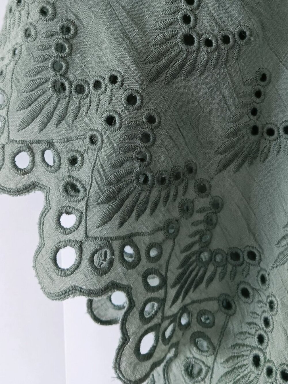 CHELSEA & THEODORE Deep Sage Green Lace Blouse Size M - Picture 6 of 15
